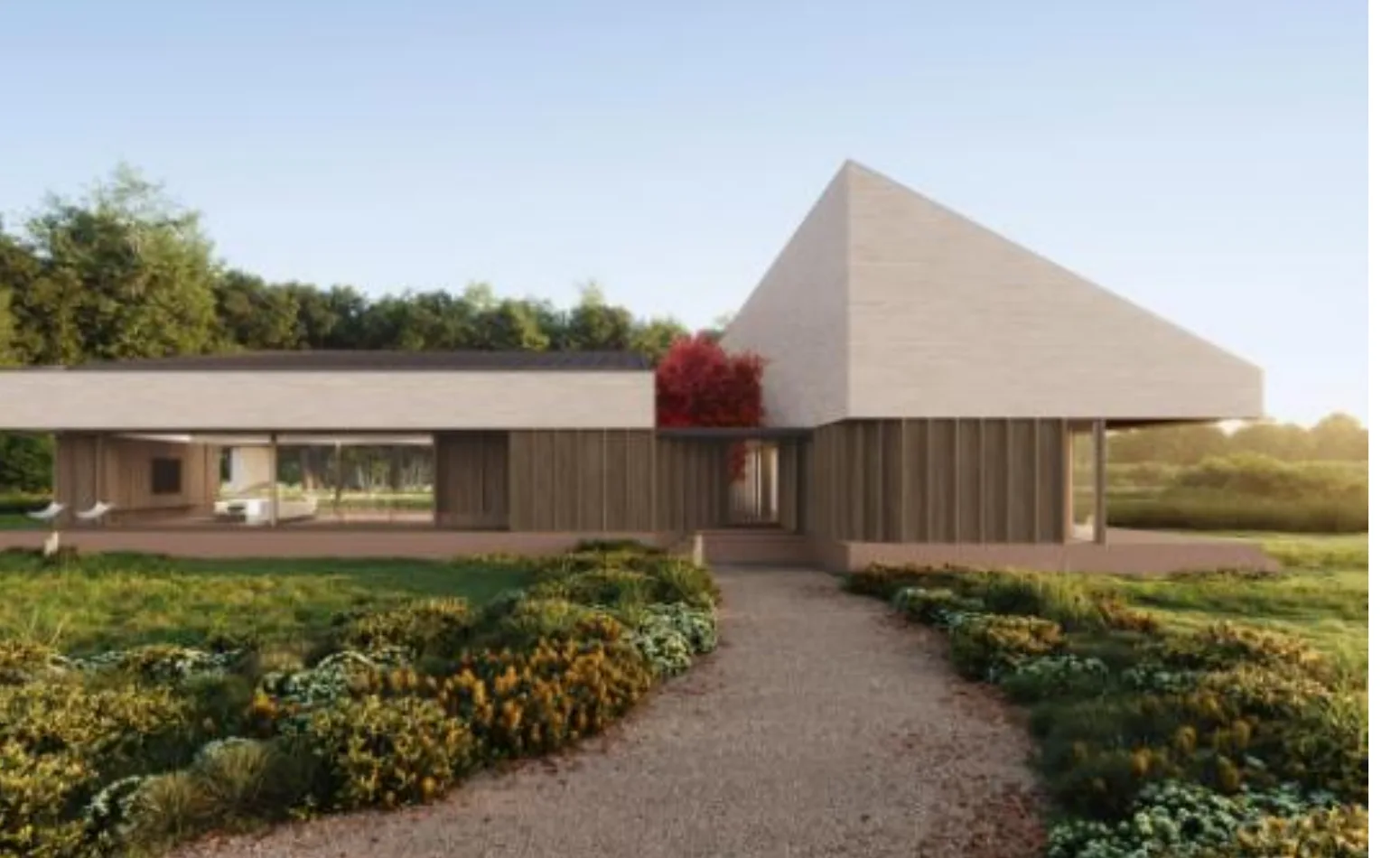 Single dwelling render set within landscaped grounds