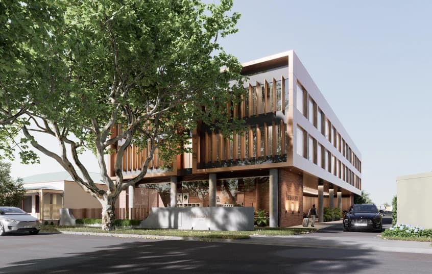 Exterior render of the proposed 9 Bundaroo Street hotel, Bowral