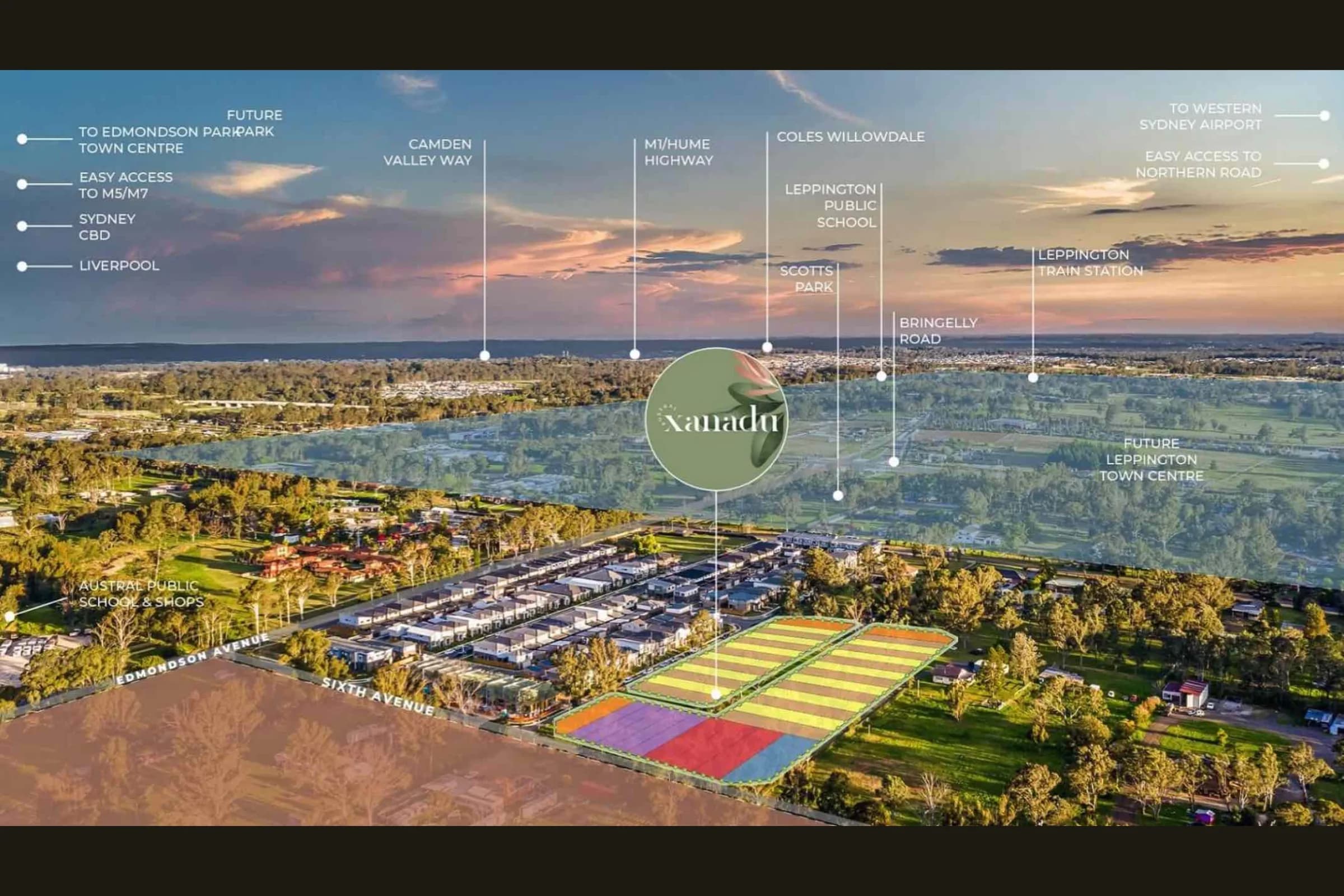 Location plan showing the Austral townhouse subdivision and surrounding growth corridor context